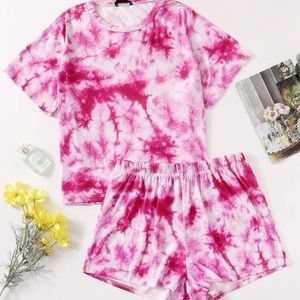 Shein Pink Tye Dye Pajama Set